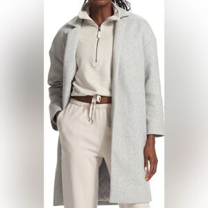 Vuori Soho Oversize Open Front Melton Overcoat light gray